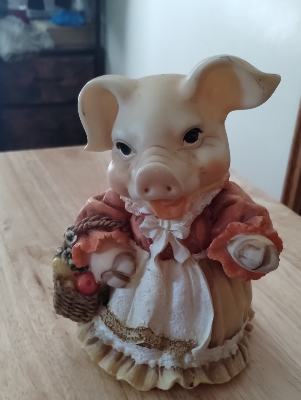 Pig Figurine Home Accent in Cream and Orange